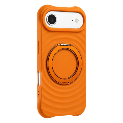 For iPhone Air Water Ripple Texture 360 Degree Rotation Magnetic Holder Silicone Phone Case - Orange - EDA009896404A