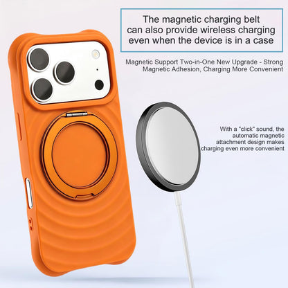 For iPhone Air Water Ripple Texture 360 Degree Rotation Magnetic Holder Silicone Phone Case - Orange - EDA009896404A