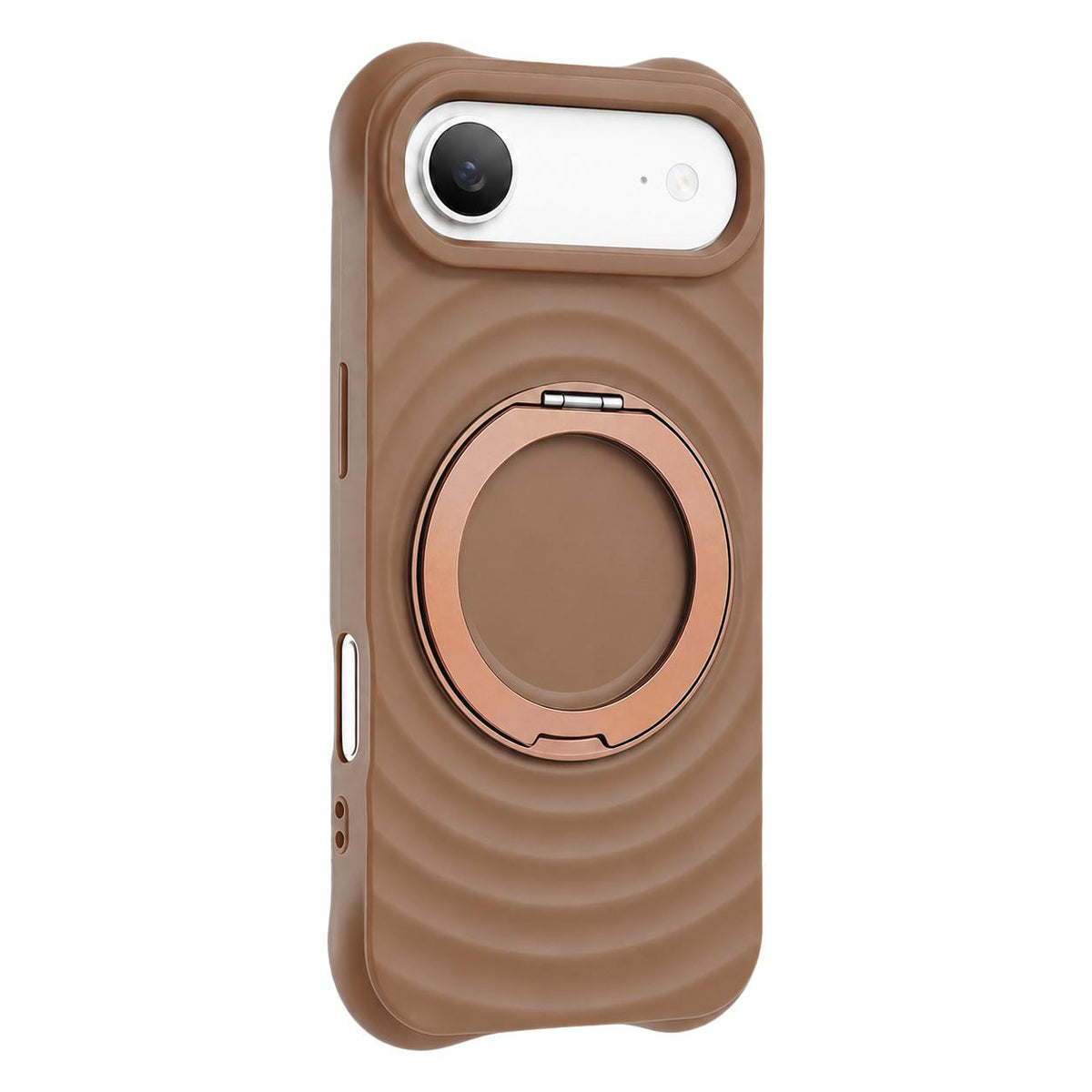 For iPhone Air Water Ripple Texture 360 Degree Rotation Magnetic Holder Silicone Phone Case - Brown - EDA009896404B