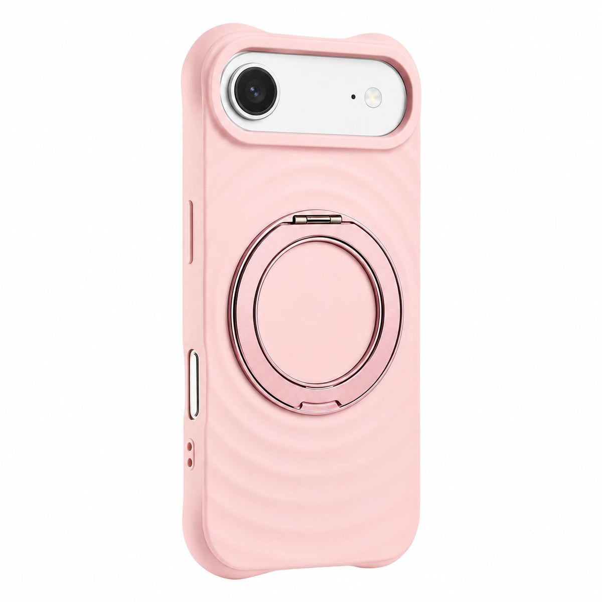 For iPhone Air Water Ripple Texture 360 Degree Rotation Magnetic Holder Silicone Phone Case - Pink - EDA009896404C
