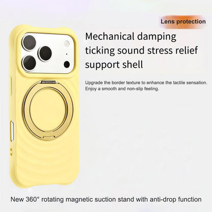 For iPhone Air Water Ripple Texture 360 Degree Rotation Magnetic Holder Silicone Phone Case - Yellow - EDA009896404D