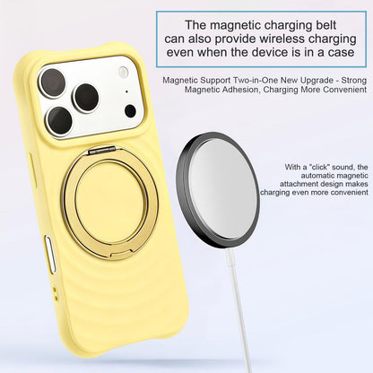 For iPhone Air Water Ripple Texture 360 Degree Rotation Magnetic Holder Silicone Phone Case - Yellow - EDA009896404D