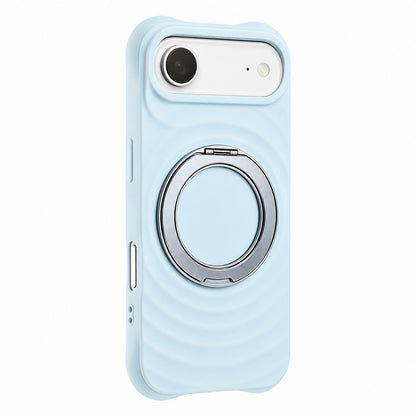 For iPhone Air Water Ripple Texture 360 Degree Rotation Magnetic Holder Silicone Phone Case - Blue - EDA009896404F