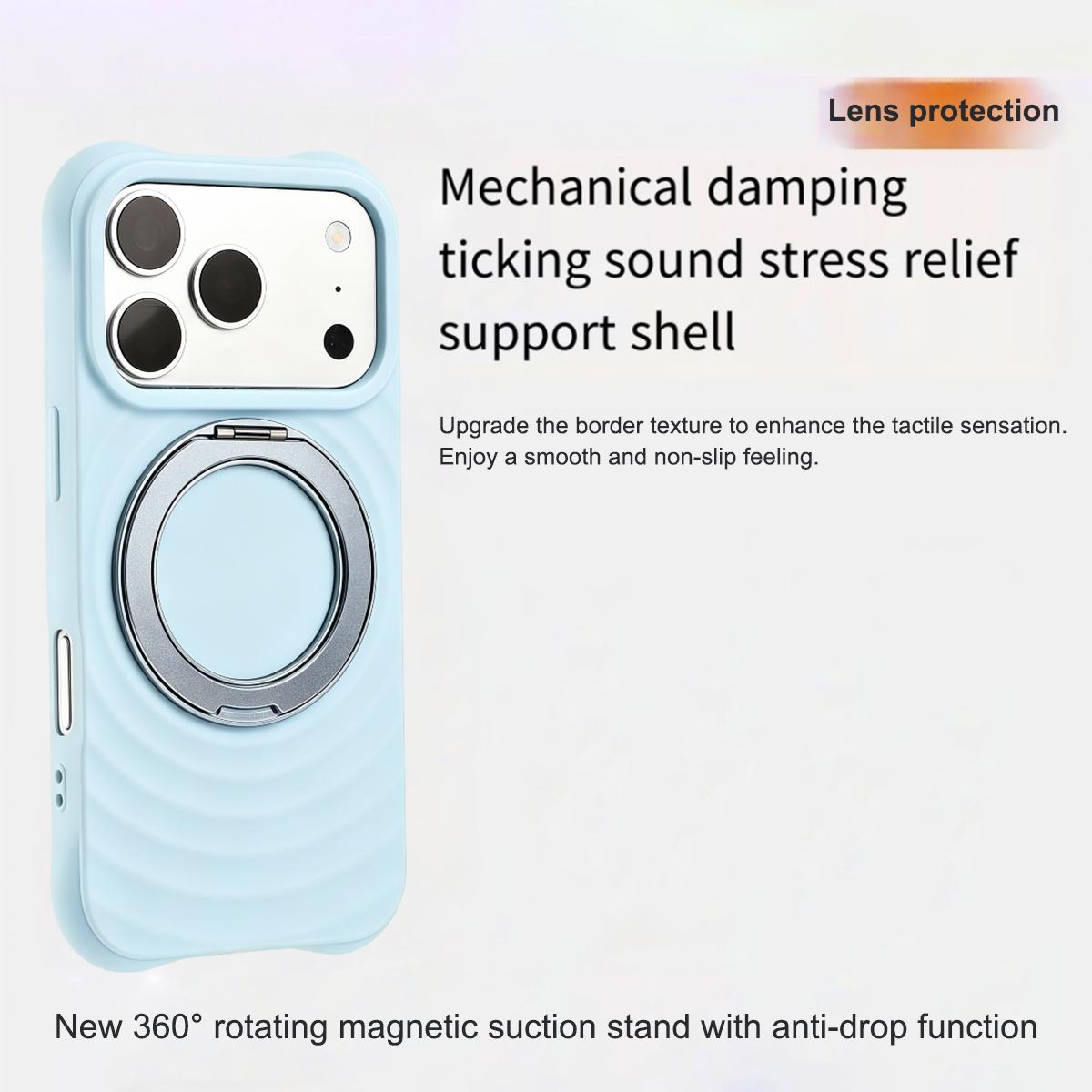 For iPhone Air Water Ripple Texture 360 Degree Rotation Magnetic Holder Silicone Phone Case - Blue - EDA009896404F