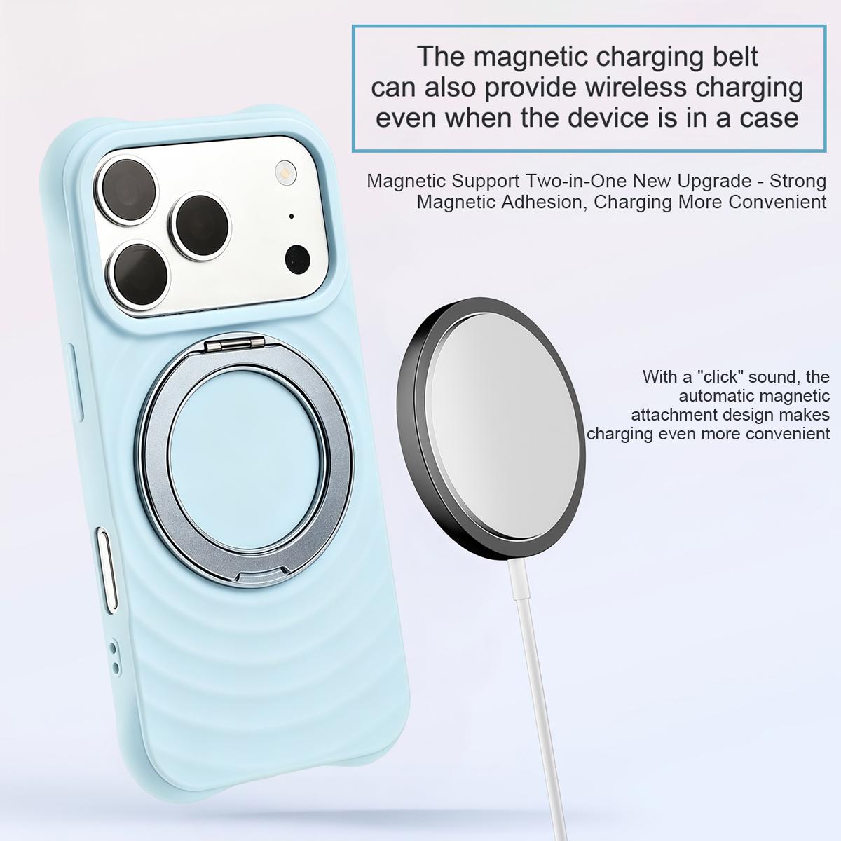 For iPhone Air Water Ripple Texture 360 Degree Rotation Magnetic Holder Silicone Phone Case - Blue - EDA009896404F