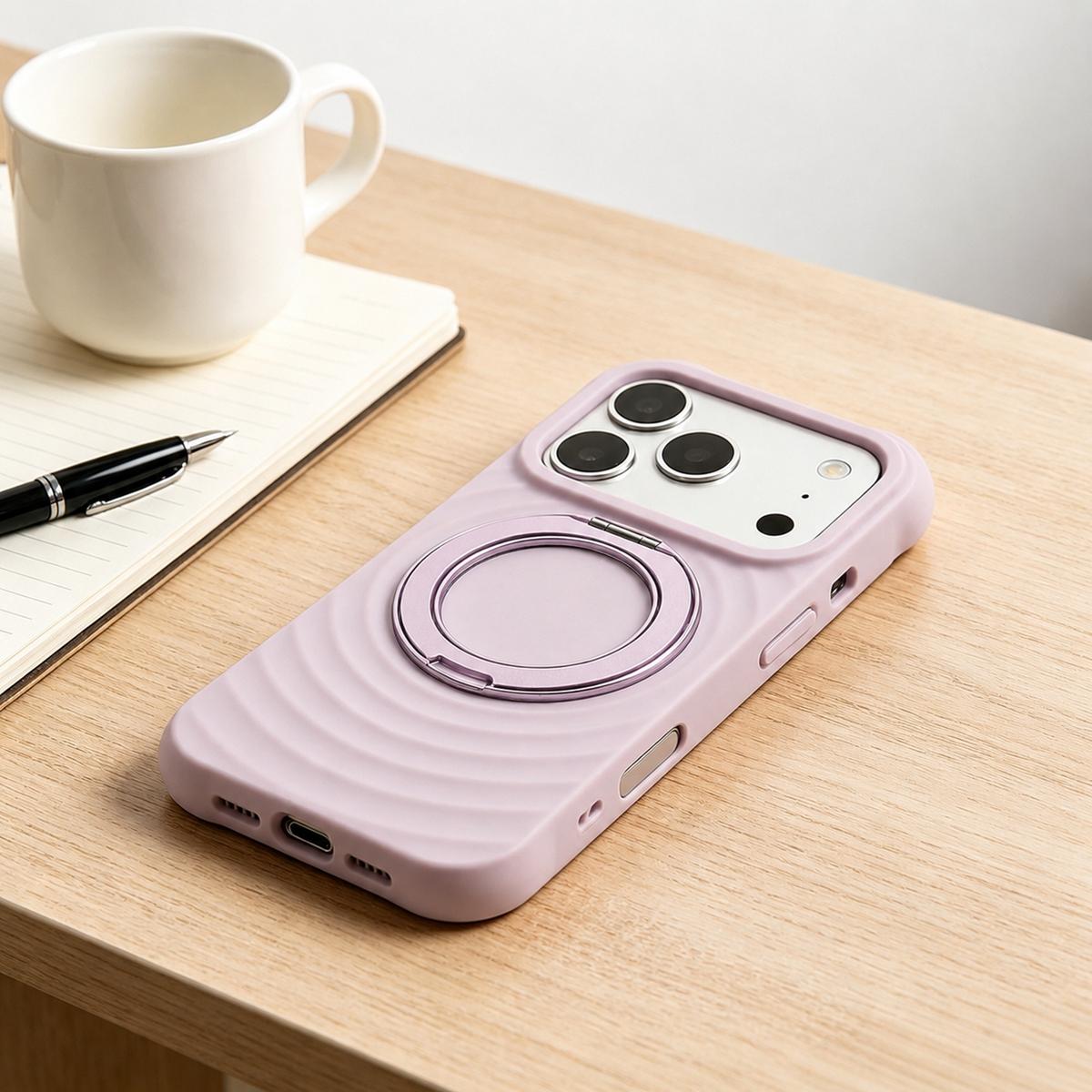 For iPhone Air Water Ripple Texture 360 Degree Rotation Magnetic Holder Silicone Phone Case - Purple - EDA009896404G