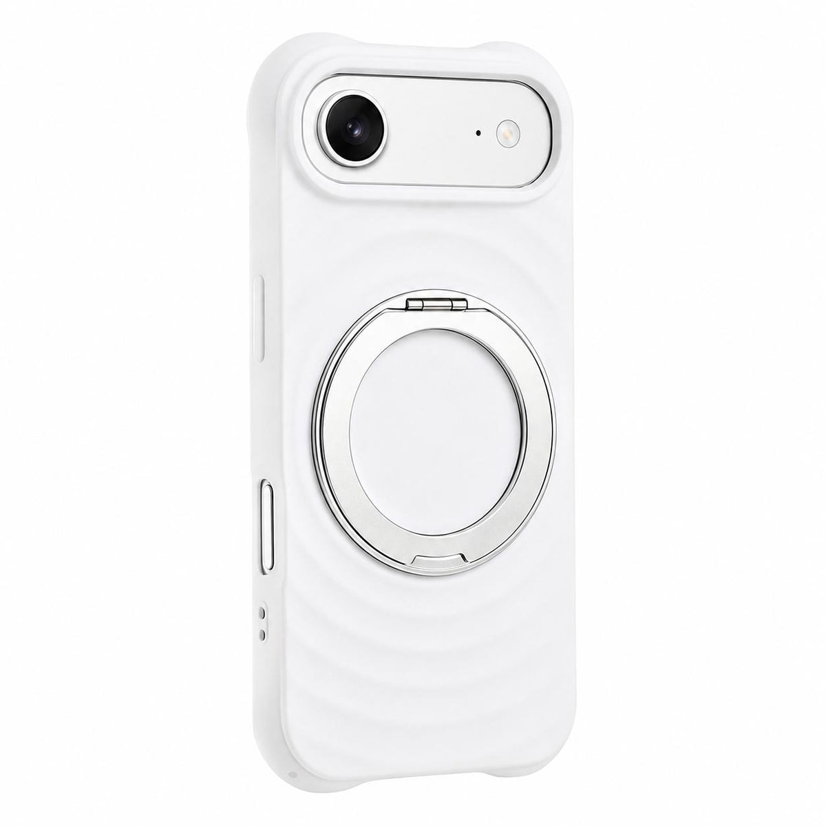 For iPhone Air Water Ripple Texture 360 Degree Rotation Magnetic Holder Silicone Phone Case - White - EDA009896404H