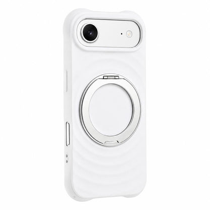 For iPhone Air Water Ripple Texture 360 Degree Rotation Magnetic Holder Silicone Phone Case - White - EDA009896404H