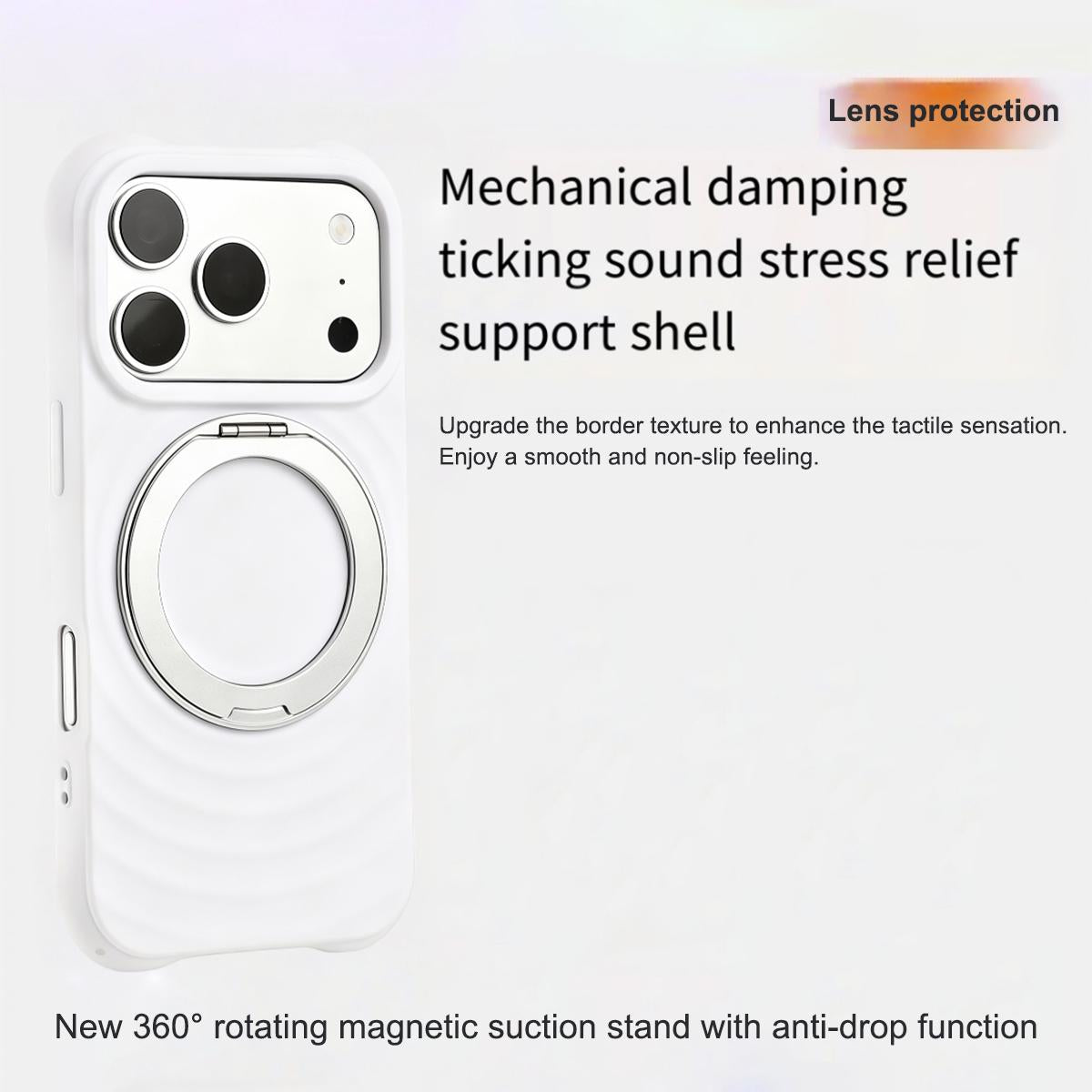 For iPhone Air Water Ripple Texture 360 Degree Rotation Magnetic Holder Silicone Phone Case - White - EDA009896404H