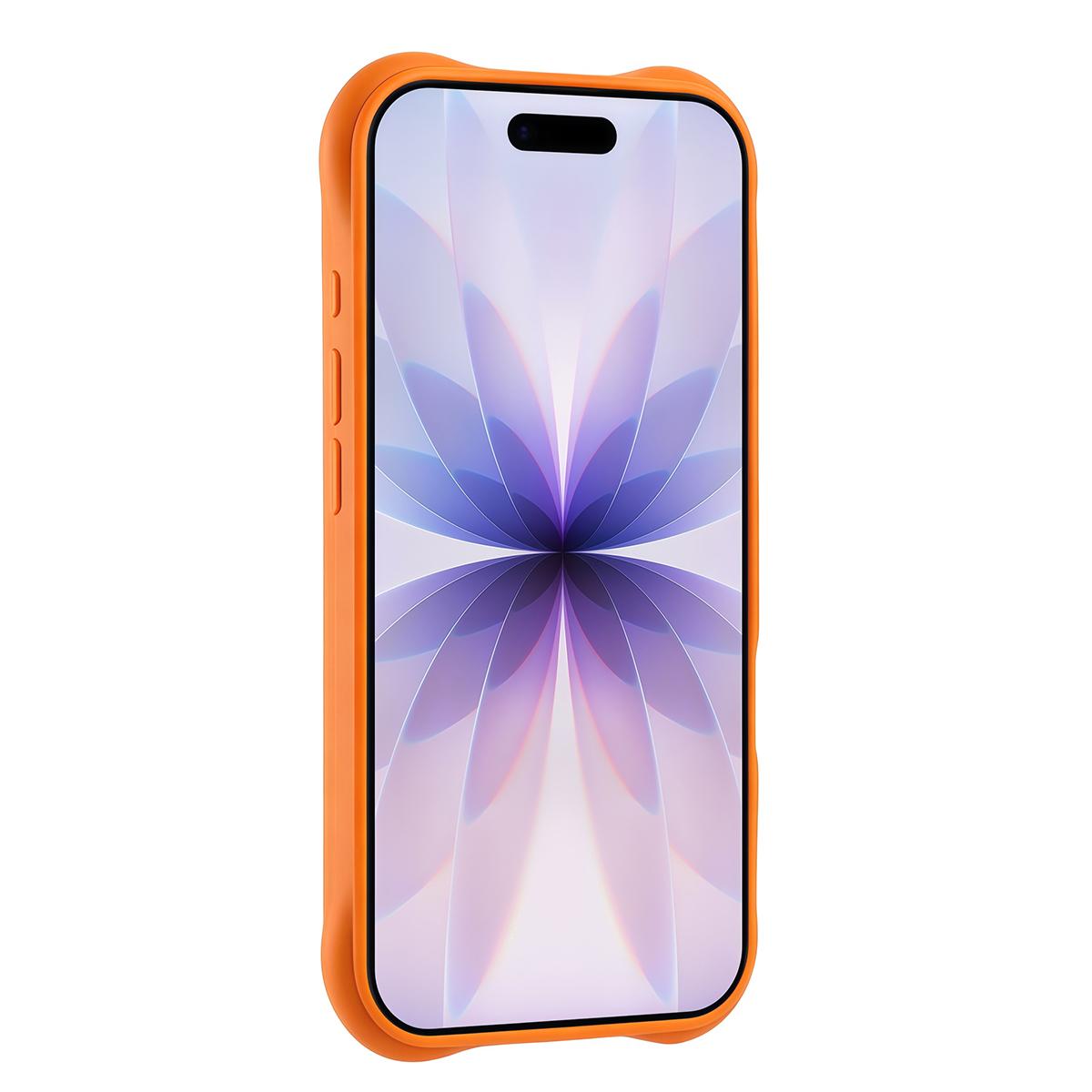 For iPhone 16 Pro Water Ripple Texture 360 Degree Rotation Magnetic Holder Silicone Phone Case - Orange - EDA009896406A