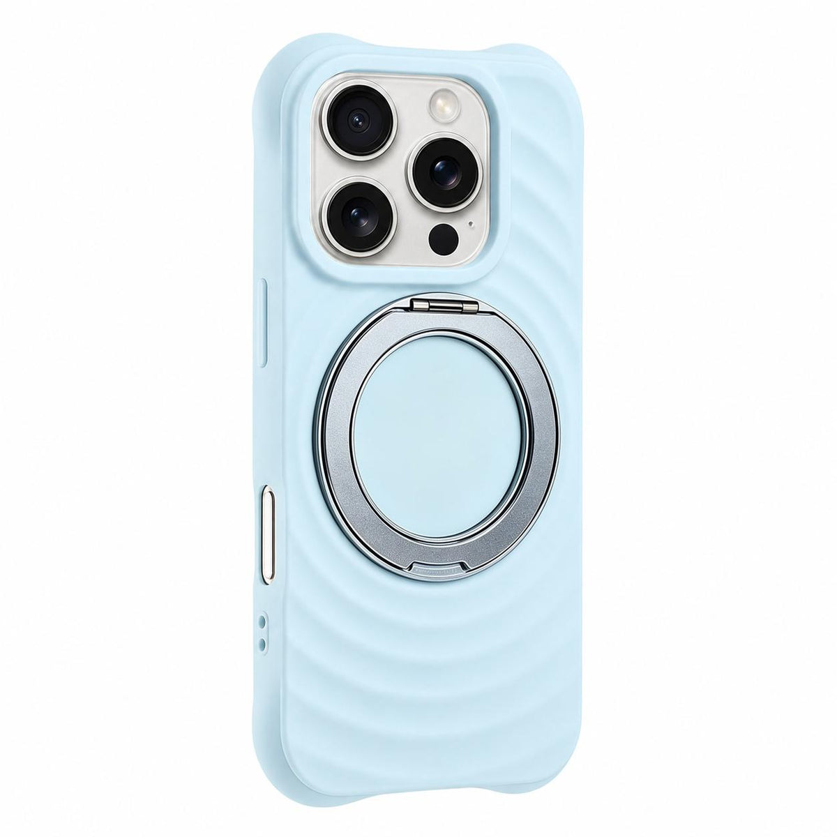 For iPhone 16 Pro Water Ripple Texture 360 Degree Rotation Magnetic Holder Silicone Phone Case - Blue - EDA009896406F