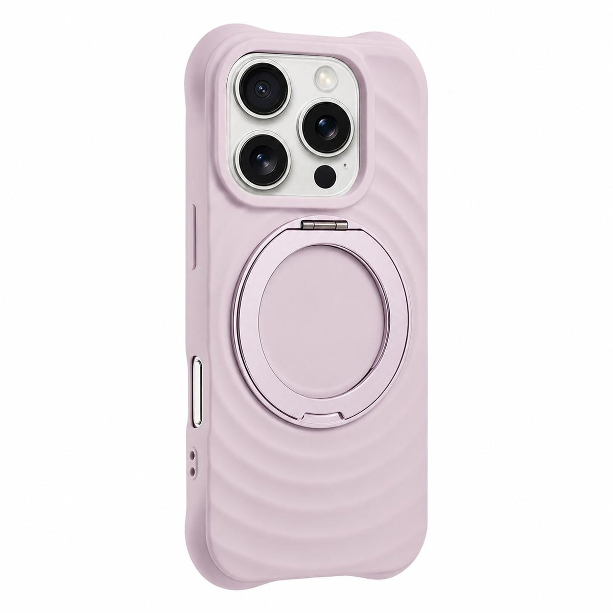 For iPhone 16 Pro Water Ripple Texture 360 Degree Rotation Magnetic Holder Silicone Phone Case - Purple - EDA009896406G