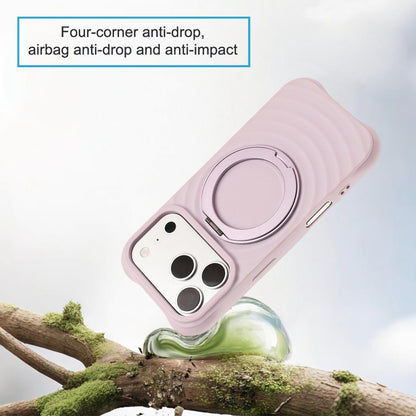 For iPhone 16 Pro Water Ripple Texture 360 Degree Rotation Magnetic Holder Silicone Phone Case - Purple - EDA009896406G