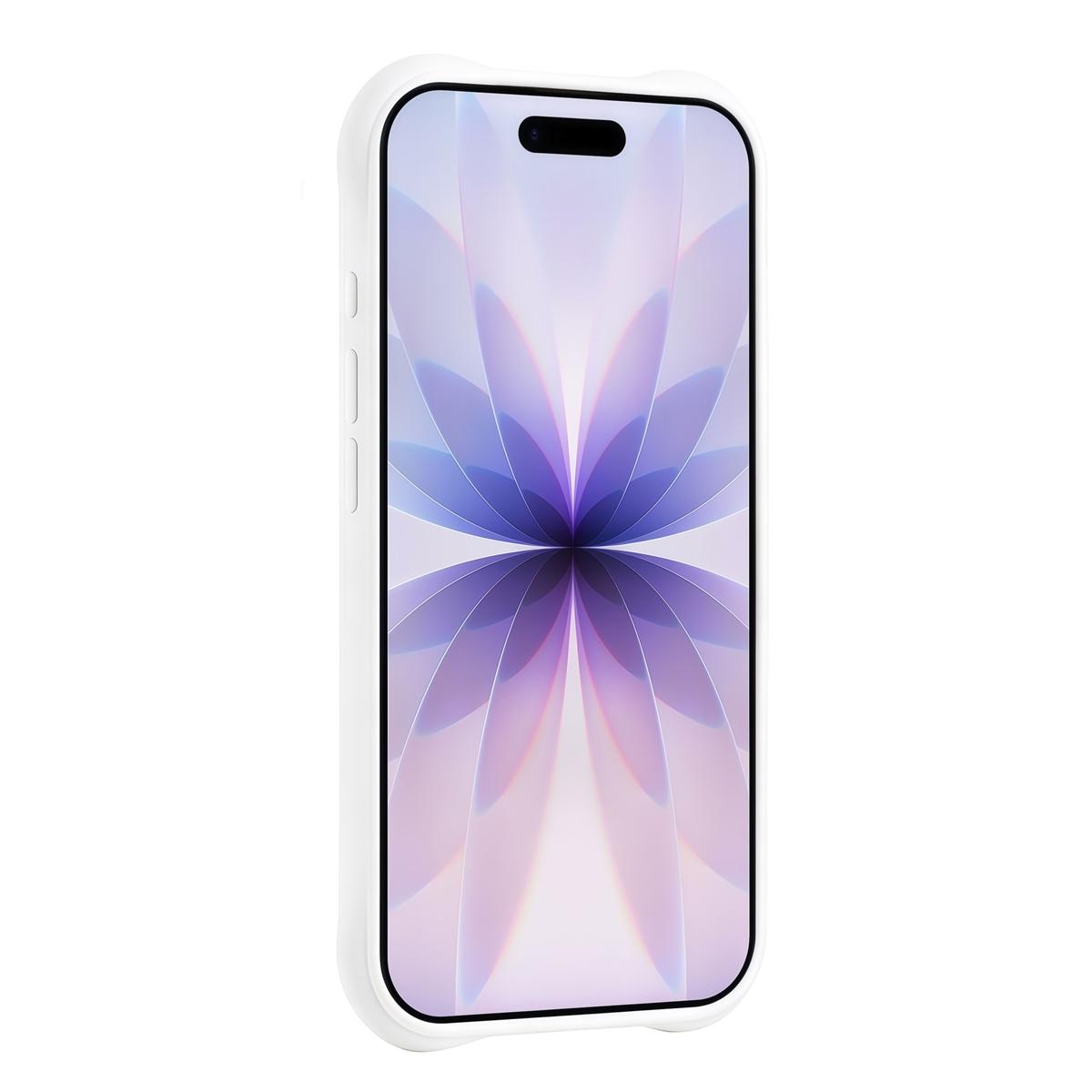 For iPhone 16 Pro Water Ripple Texture 360 Degree Rotation Magnetic Holder Silicone Phone Case - White - EDA009896406H