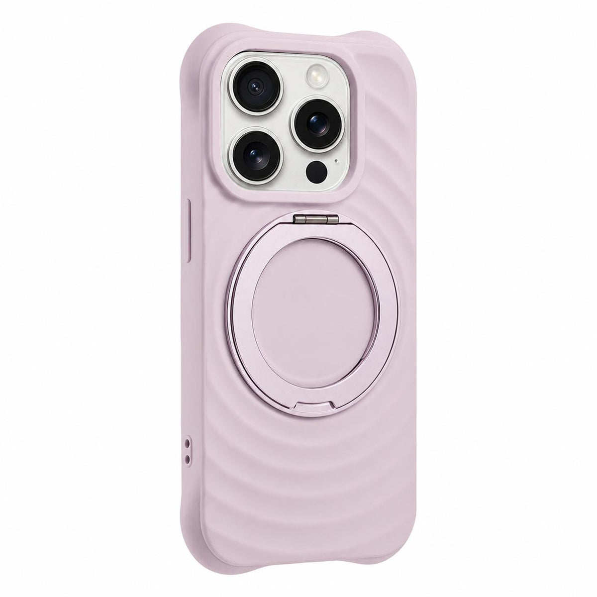 For iPhone 15 Pro Water Ripple Texture 360 Degree Rotation Magnetic Holder Silicone Phone Case - Purple - EDA009896410G