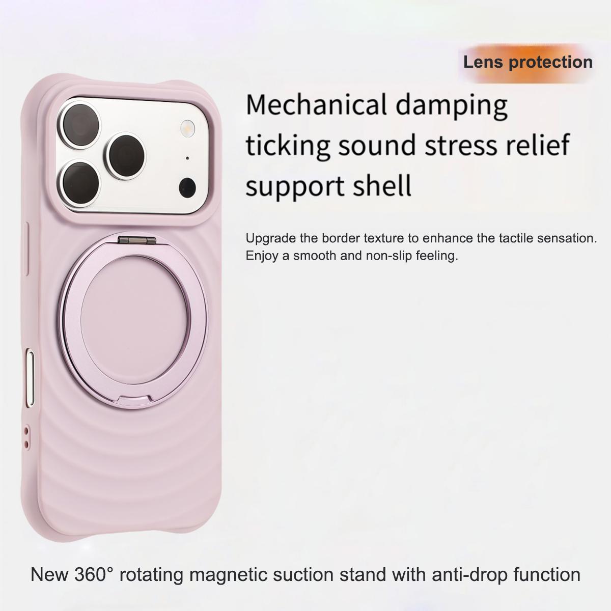 For iPhone 15 Pro Water Ripple Texture 360 Degree Rotation Magnetic Holder Silicone Phone Case - Purple - EDA009896410G