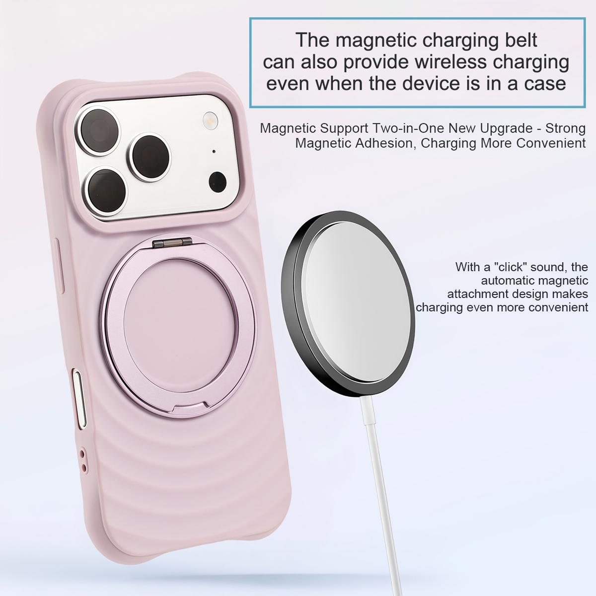 For iPhone 15 Pro Water Ripple Texture 360 Degree Rotation Magnetic Holder Silicone Phone Case - Purple - EDA009896410G