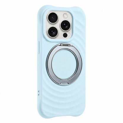 For iPhone 13 Pro Max Water Ripple Texture 360 Degree Rotation Magnetic Holder Silicone Phone Case - Blue - EDA009896415F