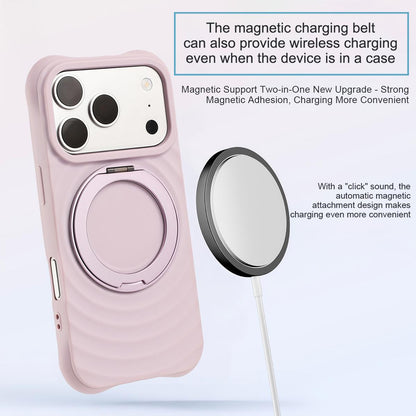 For iPhone 13 Pro Max Water Ripple Texture 360 Degree Rotation Magnetic Holder Silicone Phone Case - Purple - EDA009896415G