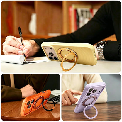 For iPhone 13 Pro Max Water Ripple Texture 360 Degree Rotation Magnetic Holder Silicone Phone Case - Brown - EDA009896415B