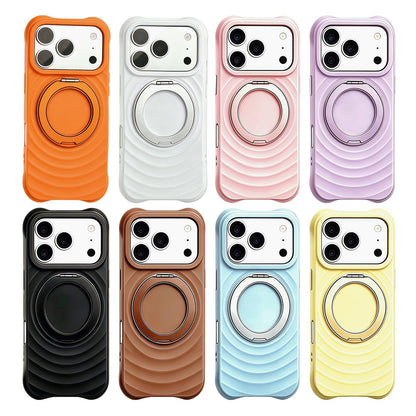 For iPhone Air Water Ripple Texture 360 Degree Rotation Magnetic Holder Silicone Phone Case - Blue - EDA009896404F