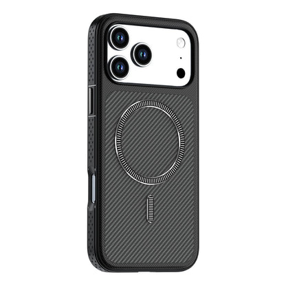 For iPhone 18 Pro Max Carbon Fiber Texture Vegan Leather Magnetic Phone Case - Black - EDA009899720C