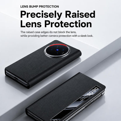 For vivo X Fold6 5G Smart View Window Ultra-slim Protective Leather Phone Case - Black - EDA009899901A