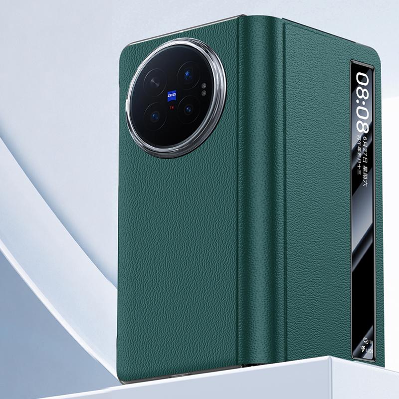 For vivo X Fold6 5G Smart View Window Ultra-slim Protective Leather Phone Case - Green - EDA009899901C