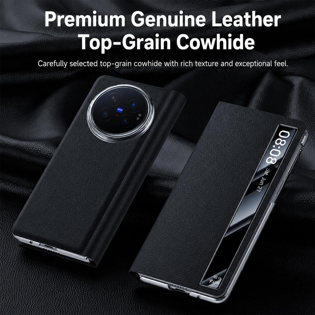 For vivo X Fold6 5G Smart View Window Ultra-slim Protective Leather Phone Case - Green - EDA009899901C