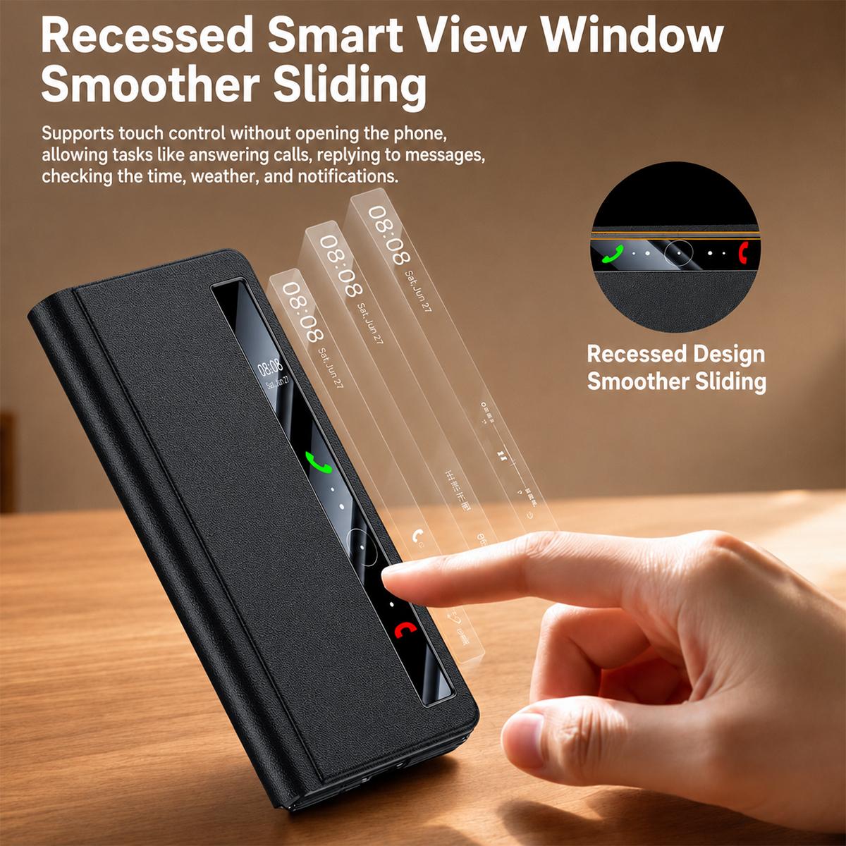 For vivo X Fold6 5G Smart View Window Ultra-slim Protective Leather Phone Case - Green - EDA009899901C