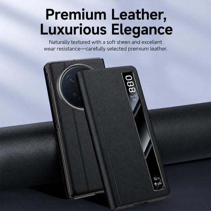For vivo X Fold6 5G Smart View Window PU Stand Leather Phone Case - Black - EDA009901501A