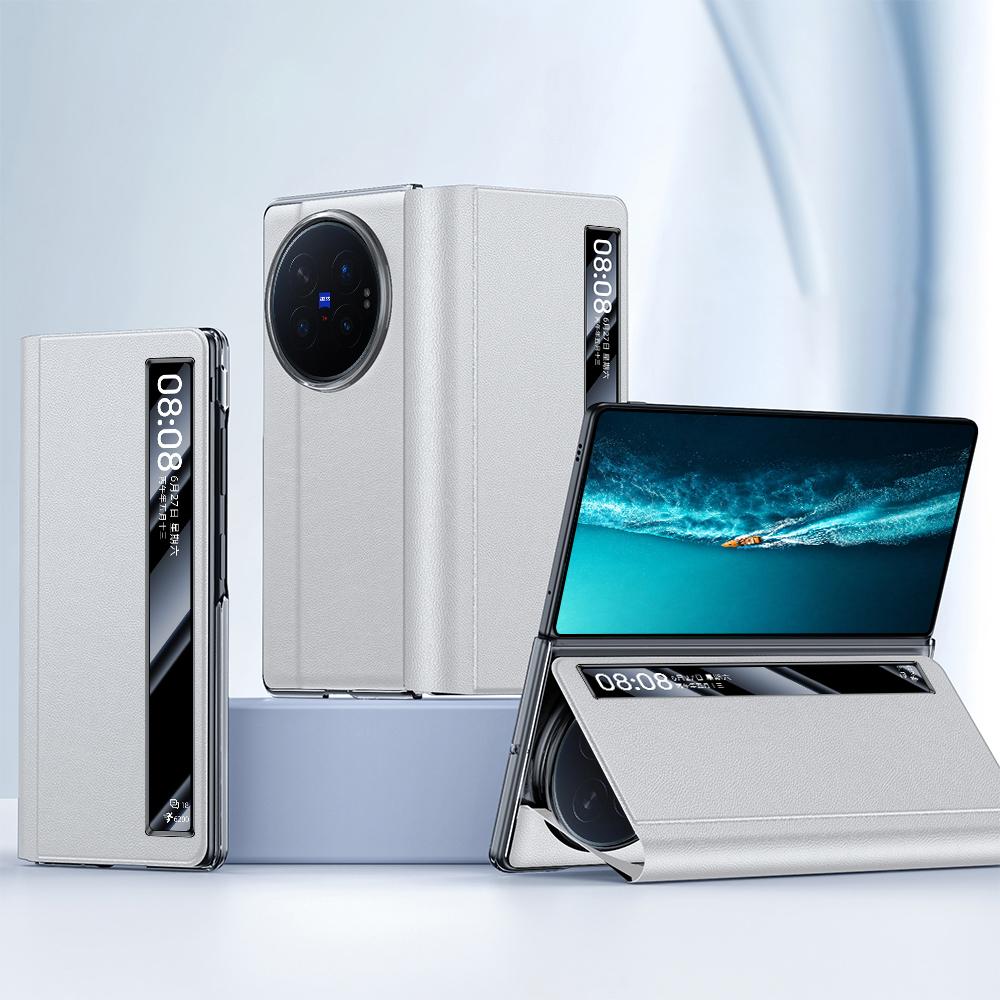 For vivo X Fold6 5G Smart View Window PU Stand Leather Phone Case - White - EDA009901501B