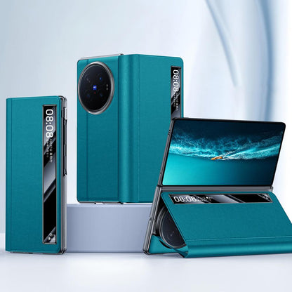 For vivo X Fold6 5G Smart View Window PU Stand Leather Phone Case - Green - EDA009901501C