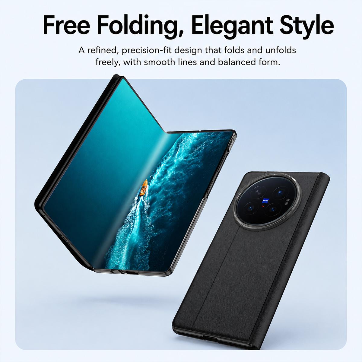 For vivo X Fold6 5G Smart View Window PU Stand Leather Phone Case - Green - EDA009901501C