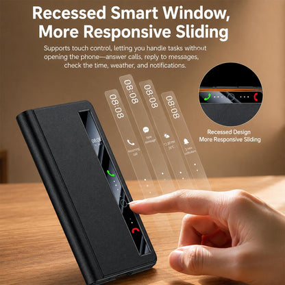 For vivo X Fold6 5G Smart View Window PU Stand Leather Phone Case - Green - EDA009901501C