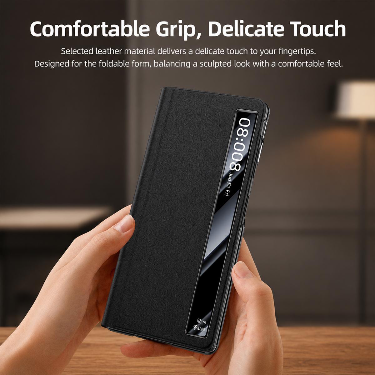 For vivo X Fold6 5G Smart View Window PU Stand Leather Phone Case - Green - EDA009901501C
