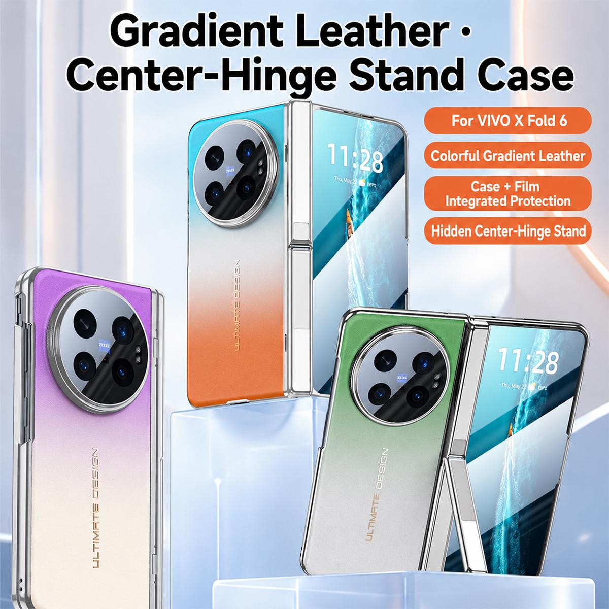 For vivo X Fold6 5G Gradient Color Spring Hinge Holder Phone Case - Green - EDA009901901A