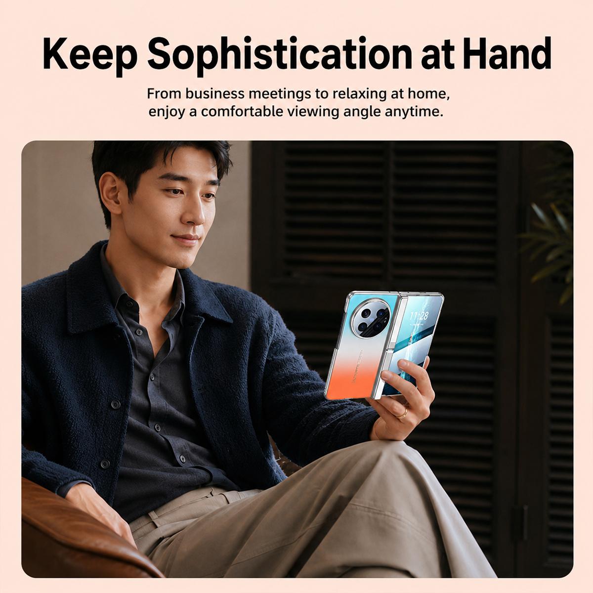 For vivo X Fold6 5G Gradient Color Spring Hinge Holder Phone Case - Orange - EDA009901901B