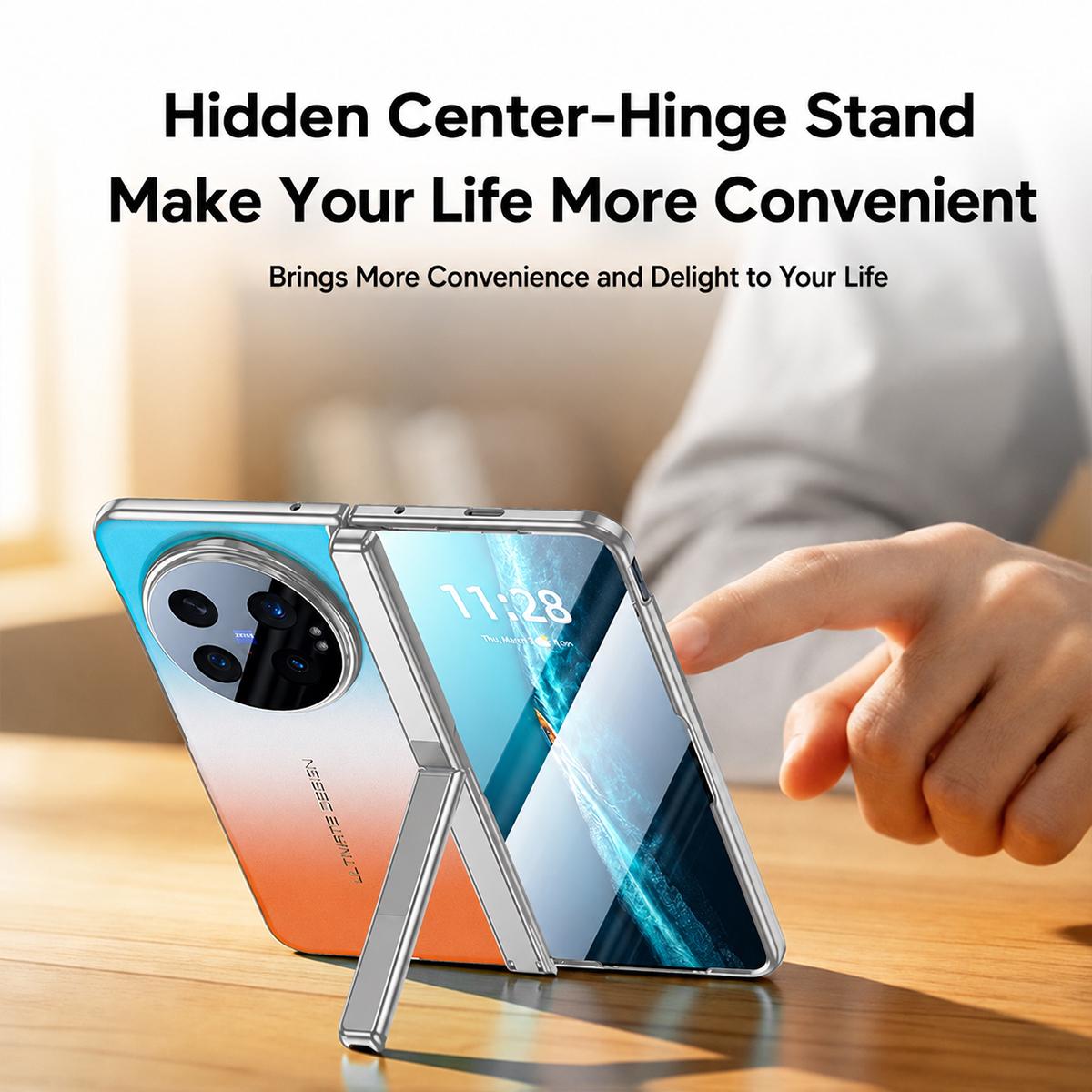 For vivo X Fold6 5G Gradient Color Spring Hinge Holder Phone Case - Purple - EDA009901901C