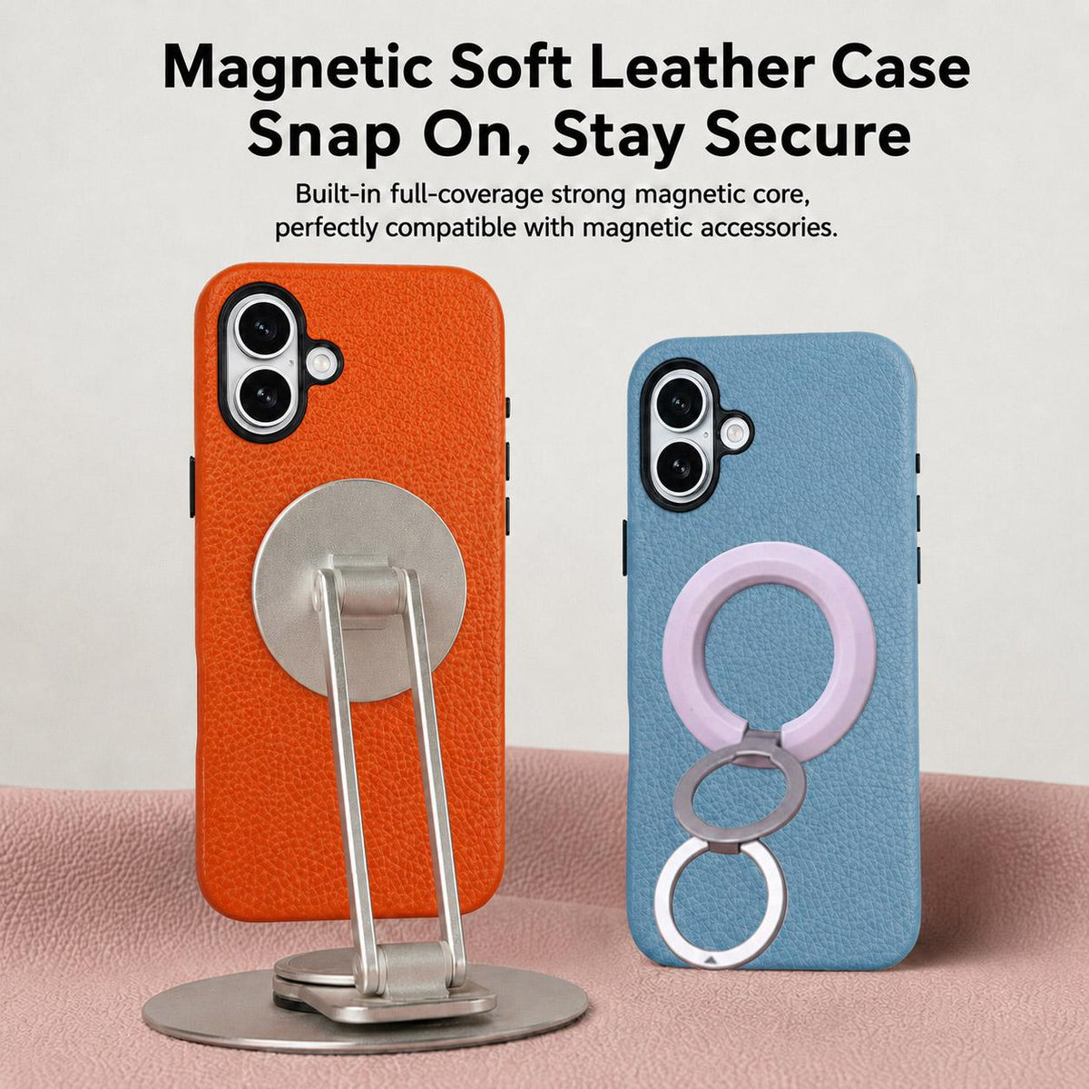 For iPhone 17 Skin Feel PU Vegan Leather Magnetic Phone Case - Orange - EDA009902104B