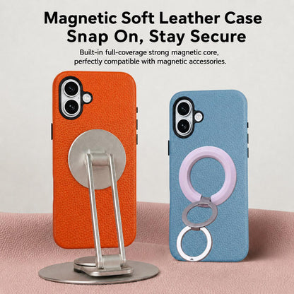 For iPhone 17 Skin Feel PU Vegan Leather Magnetic Phone Case - Dark Brown - EDA009902104D