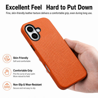 For iPhone 17 Skin Feel PU Vegan Leather Magnetic Phone Case - Green Lotus Dew - EDA009902104F