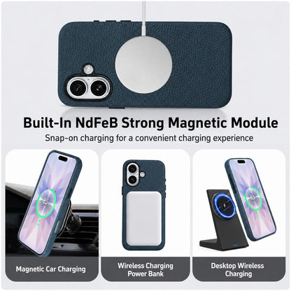 For iPhone 17 Skin Feel PU Vegan Leather Magnetic Phone Case - Pink - EDA009902104I