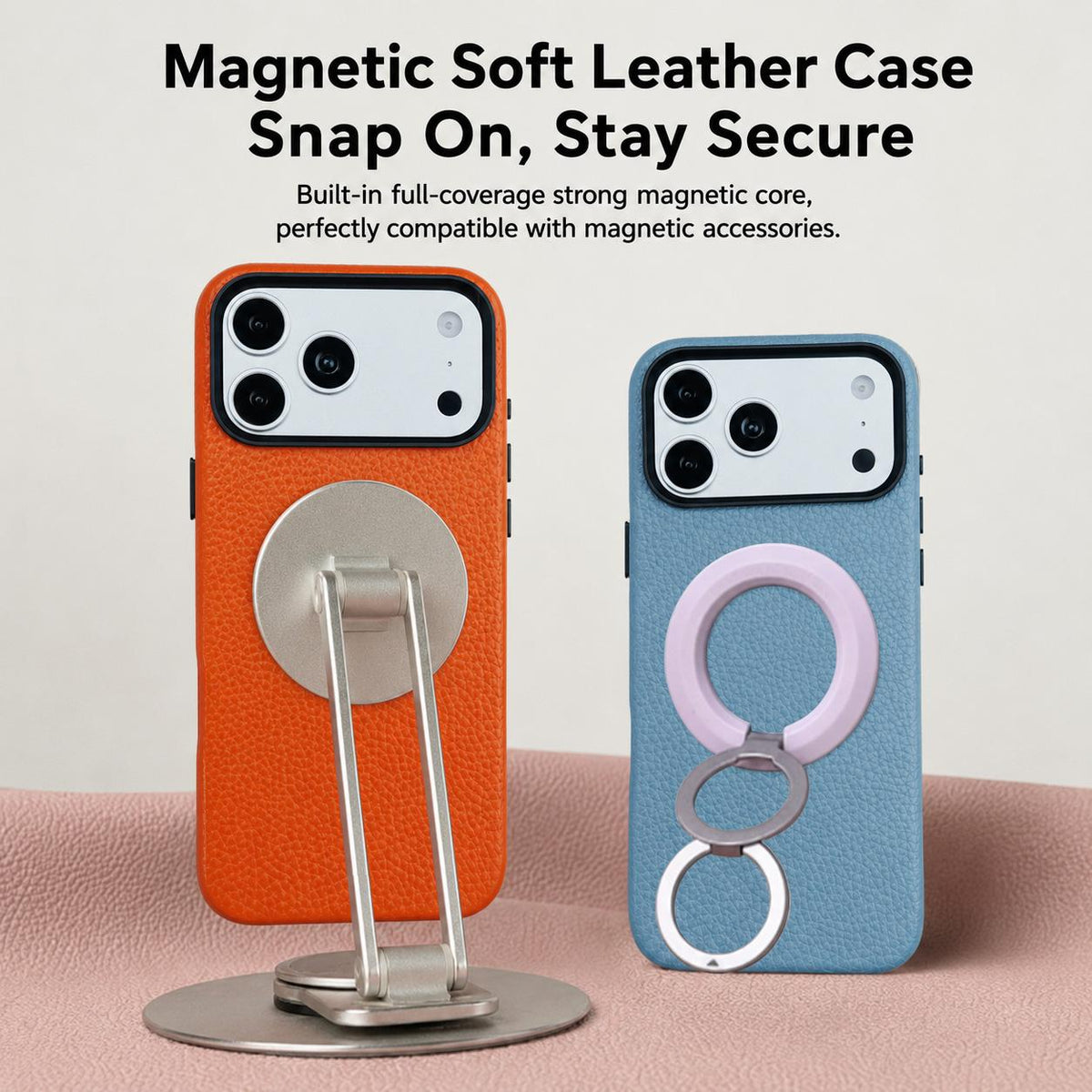 For iPhone 18 Pro / 17 Pro Skin Feel PU Vegan Leather Magnetic Phone Case - Orange - EDA009902105B