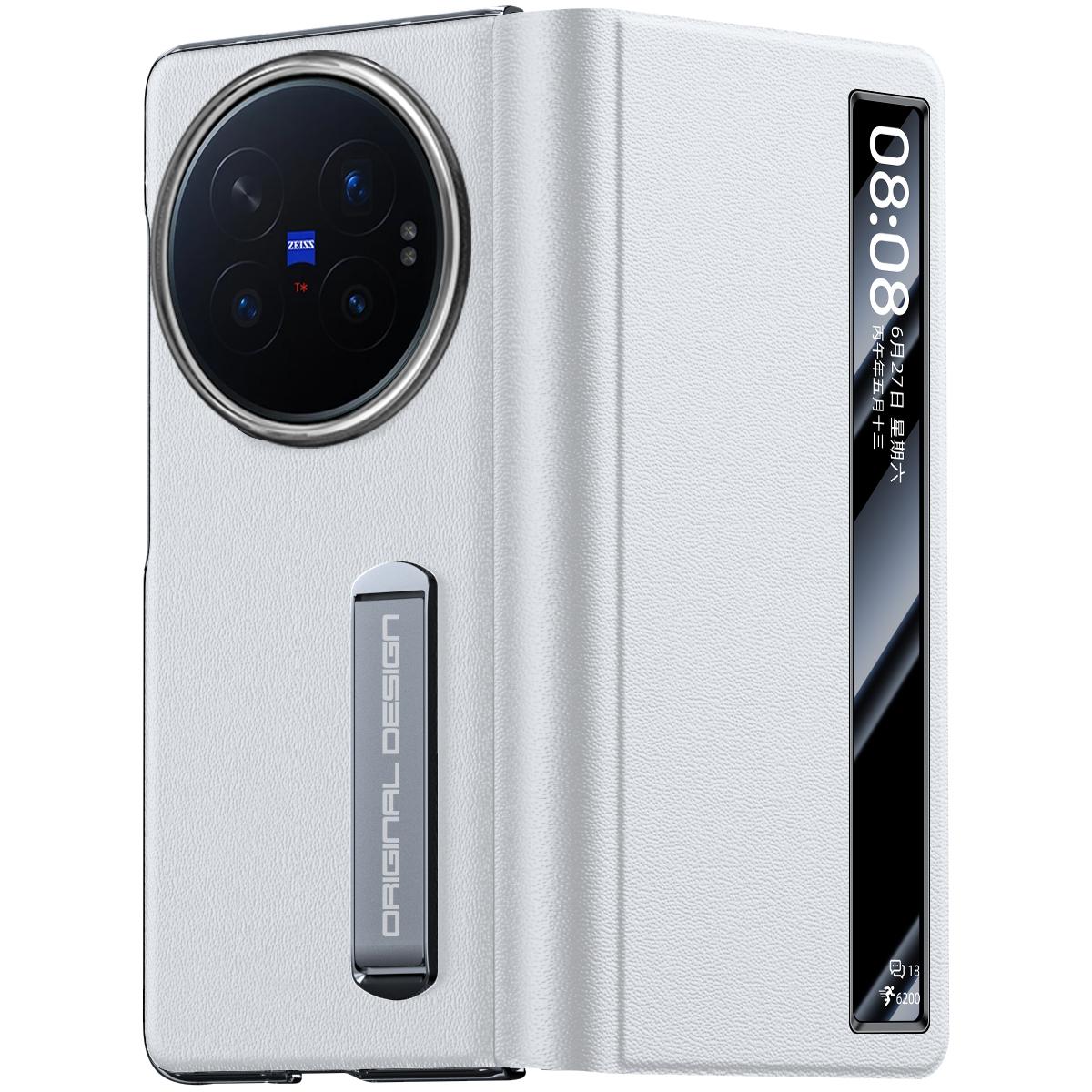 For vivo X Fold6 5G Smart View Window Protective Leather Phone Case - White - EDA009902201B