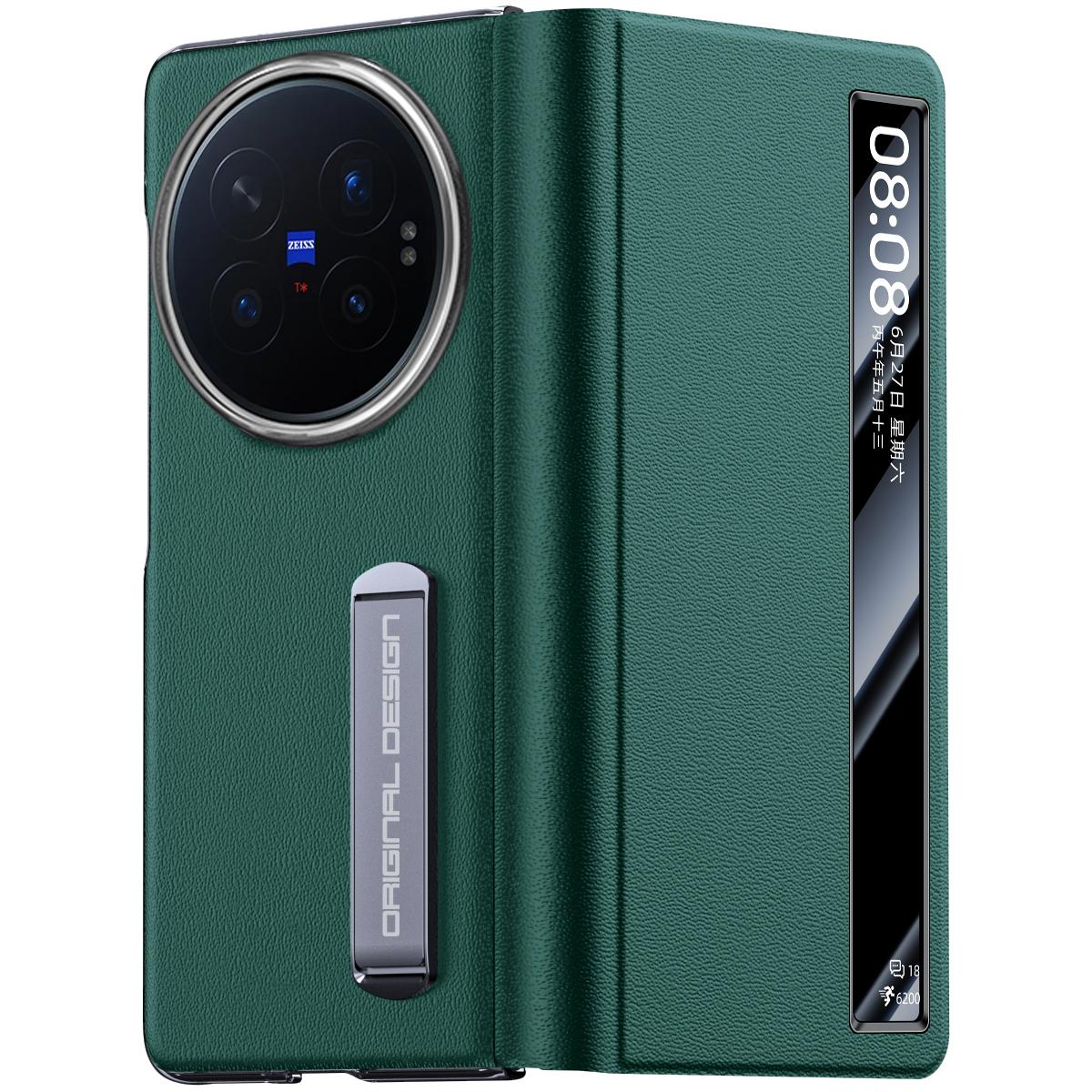 For vivo X Fold6 5G Smart View Window Protective Leather Phone Case - Green - EDA009902201C