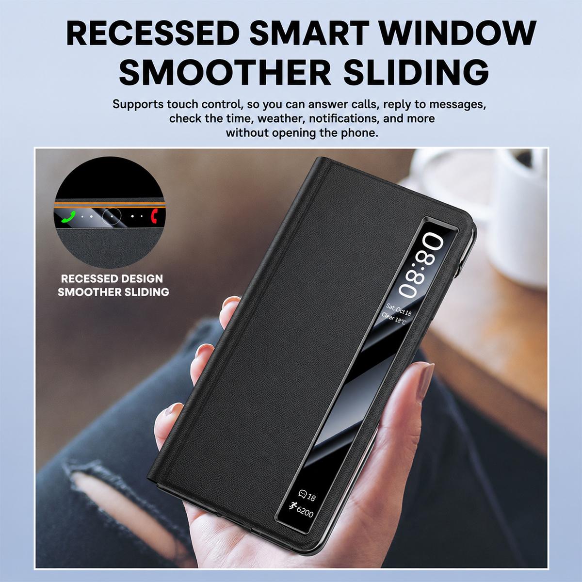 For vivo X Fold6 5G Smart View Window Metal Bar-Type Holder Leather Phone Case - Green - EDA009902401C