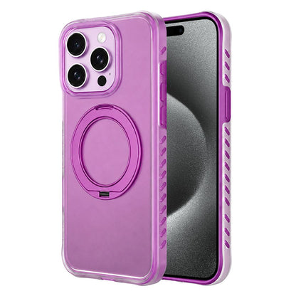 For iPhone 15 Pro Max Matte Translucent 360 Rotation Magnetic Holder Phone Case - Cherry Red - EDA009902603A