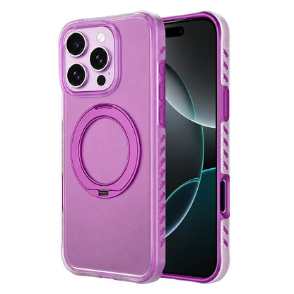 For iPhone 16 Pro Max Matte Translucent 360 Rotation Magnetic Holder Phone Case - Cherry Red - EDA009902606A