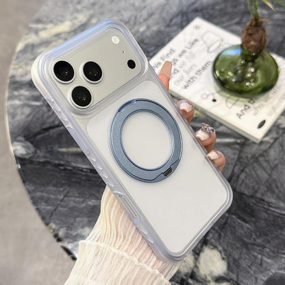 For iPhone 17 Matte Translucent 360 Rotation Magnetic Holder Phone Case - Glacier Blue - EDA009902607C